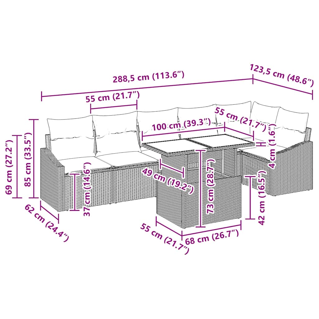 Tuin Sofa Set Met Kussen Met Opslag 7 Pcs