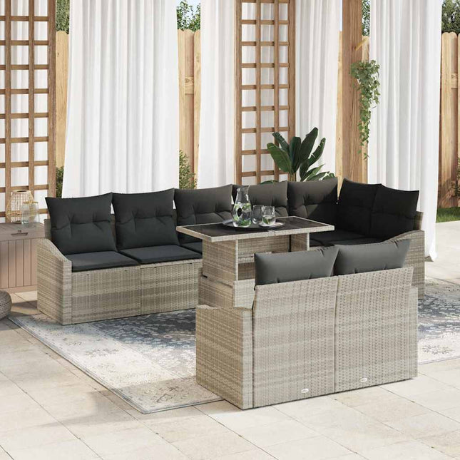 Tuin Sofa Set Met Kussen 9 Pcs En Crème Poly Rattan