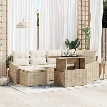 Tuin Sofa Set 7 St Beige En Crème Poly Rattan