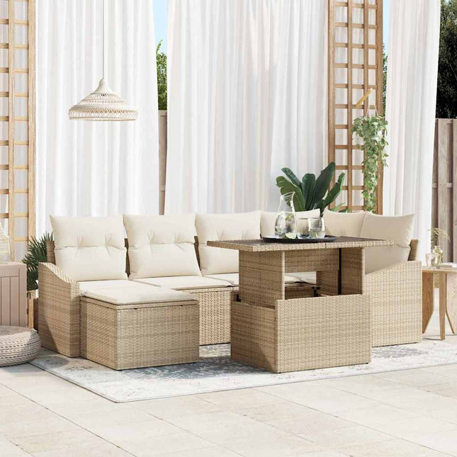 Tuin Sofa Set 7 St Beige En Crème Poly Rattan