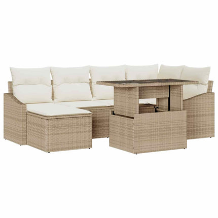 Tuin Sofa Set 7 St Beige En Crème Poly Rattan