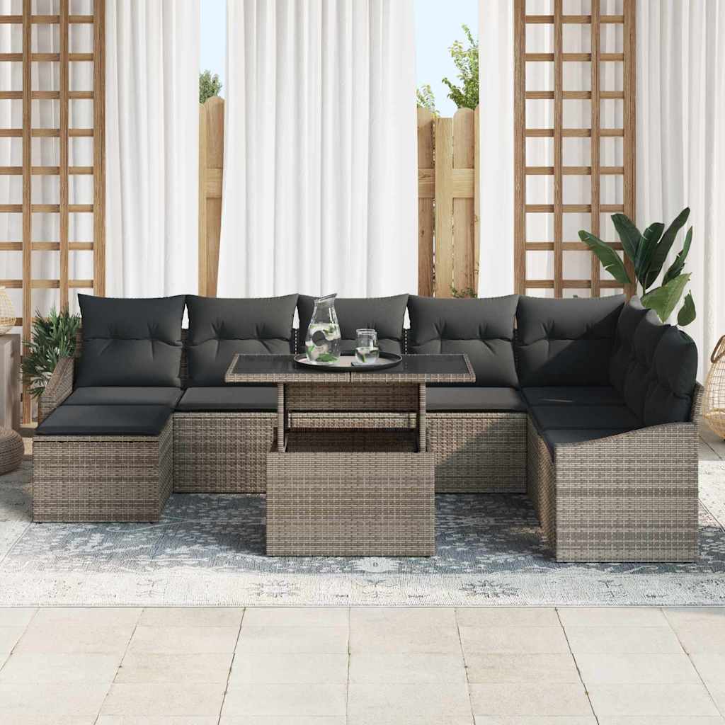 Bankstel Met Kussen Met Opslag 9 Pcs Poly Rattan