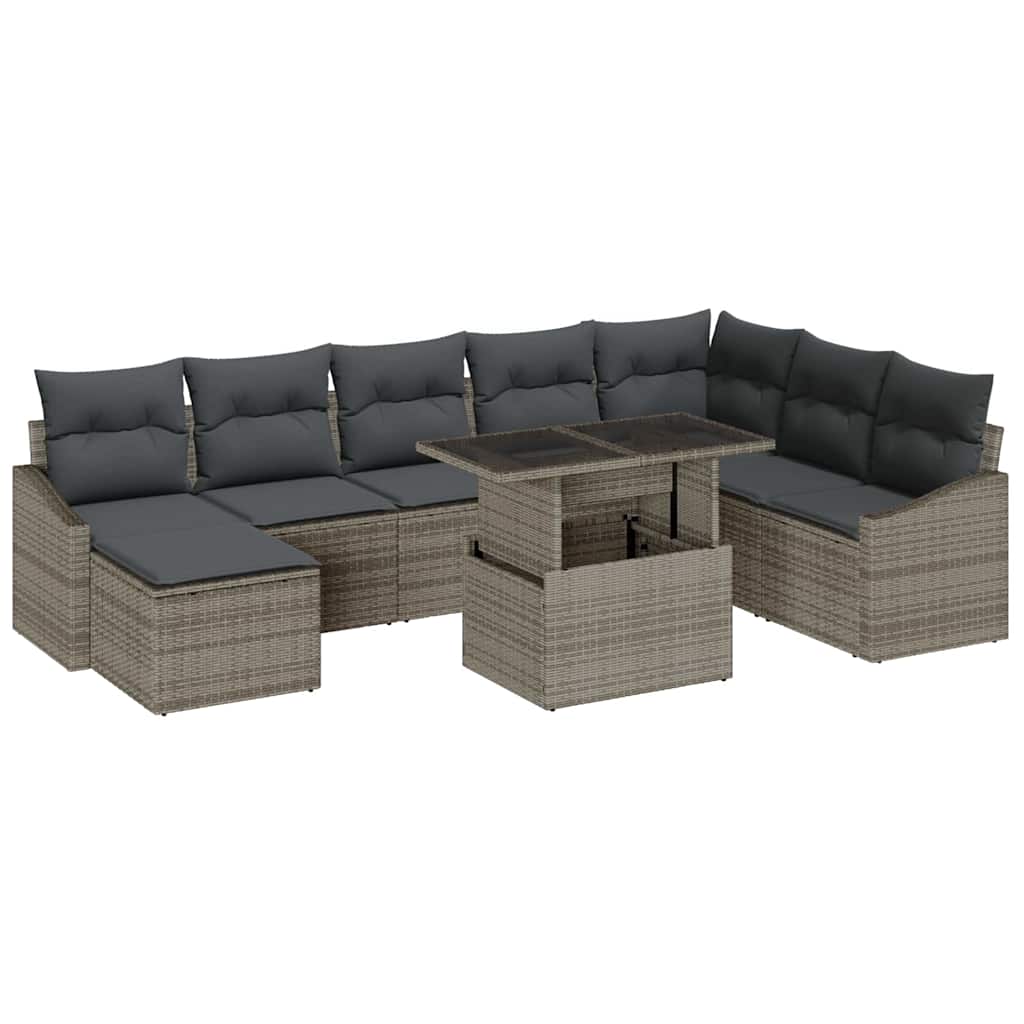 Bankstel Met Kussen Met Opslag 9 Pcs Poly Rattan
