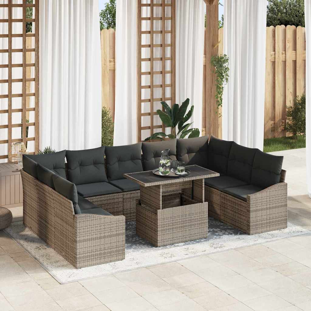 Bankstel Met Kussen 10 Pcs Poly Rattan