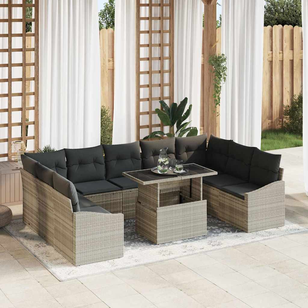 Bankstel Met Kussen 10 Pcs Poly Rattan