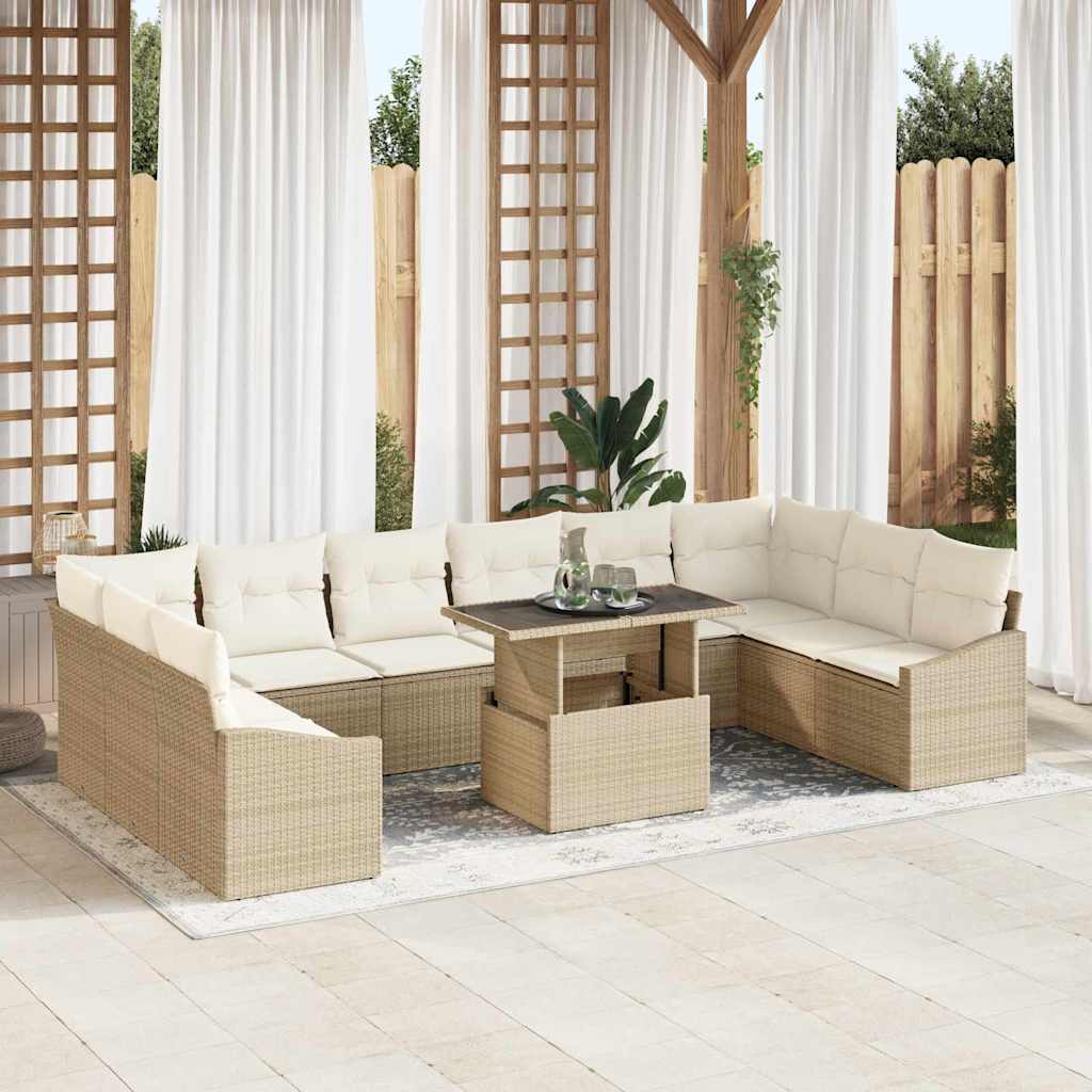 Bankstel Met Kussen 11 Pcs Poly Rattan