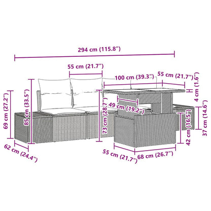 Bankstel Met Kussen 5 Pcs Poly Rattan