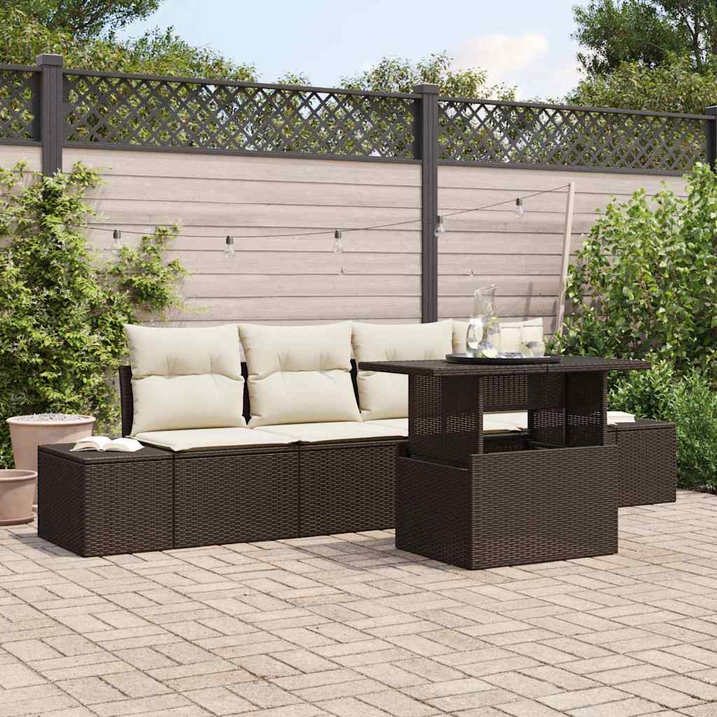 Bankstel Met Kussen 5 Pcs Poly Rattan