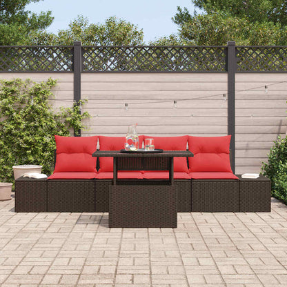 Bankstel Met Kussen 5 Pcs En Rood Poly Rattan