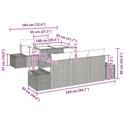 Bankstel Met Kussen 6 Pcs Poly Rattan