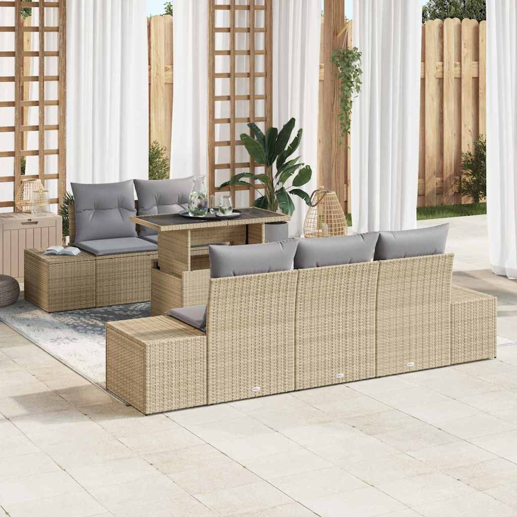 Bankstel Met Kussen 6 Pcs Poly Rattan