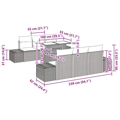 Bankstel Met Kussen 7 Pcs Poly Rattan