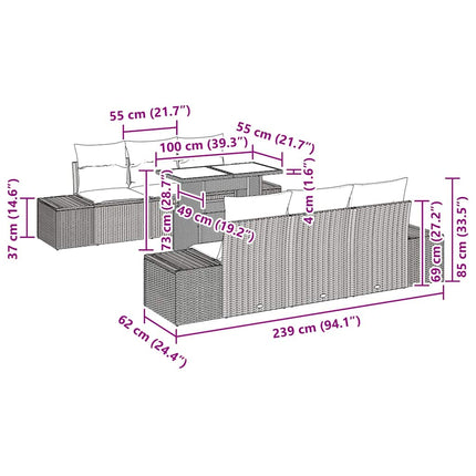 Bankstel Met Kussen 7 Pcs Poly Rattan