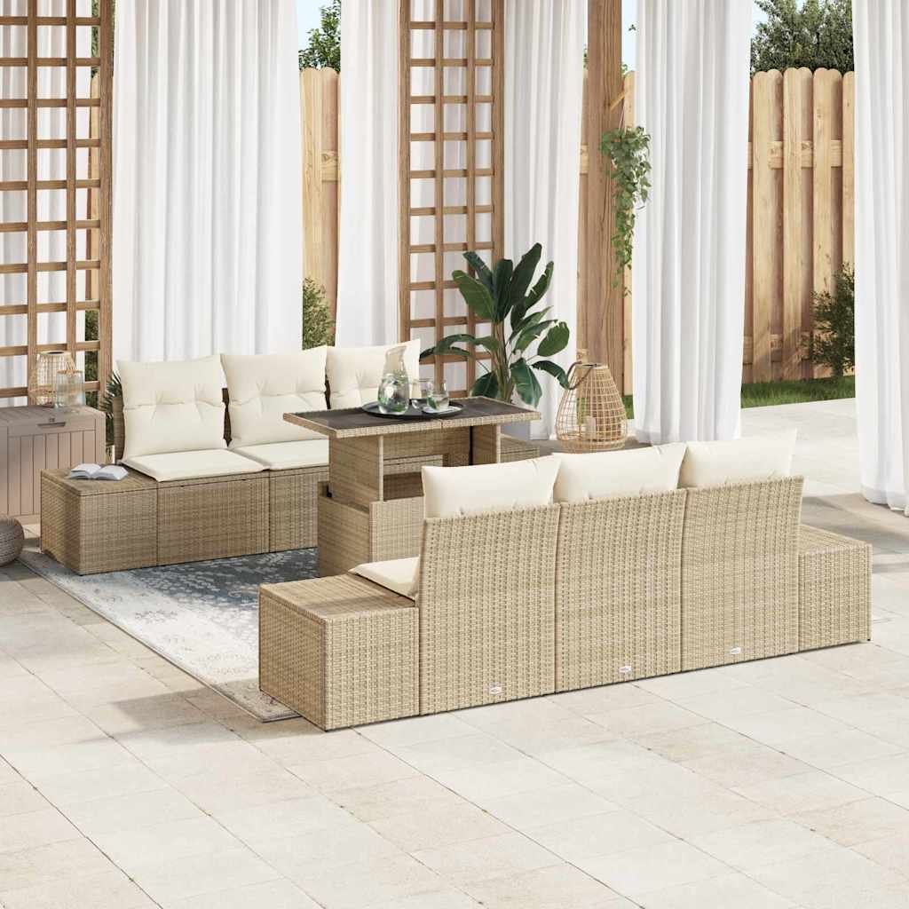 Bankstel Met Kussen 7 Pcs Poly Rattan