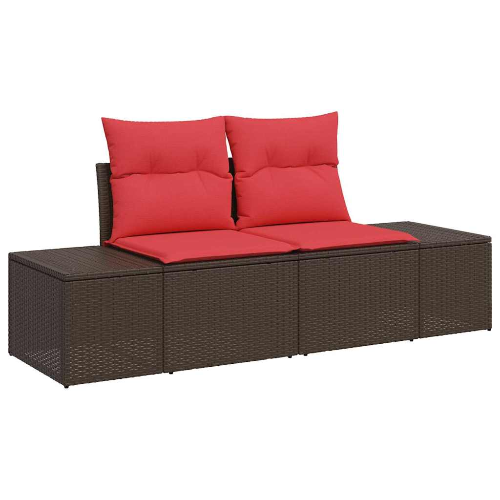 Bankstel Met Kussen 7 Pcs En Rood Poly Rattan