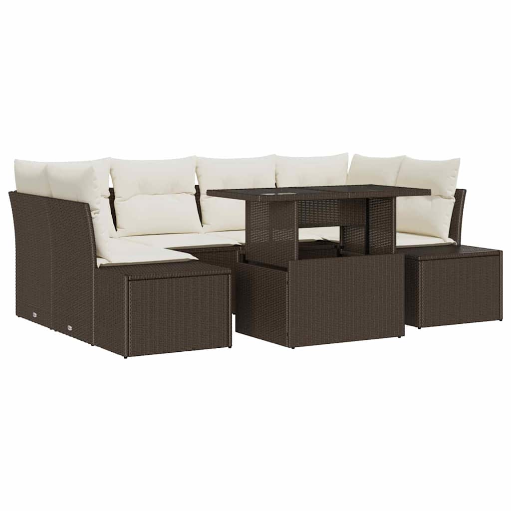 Bankstel Met Kussen 7 Pcs Poly Rattan