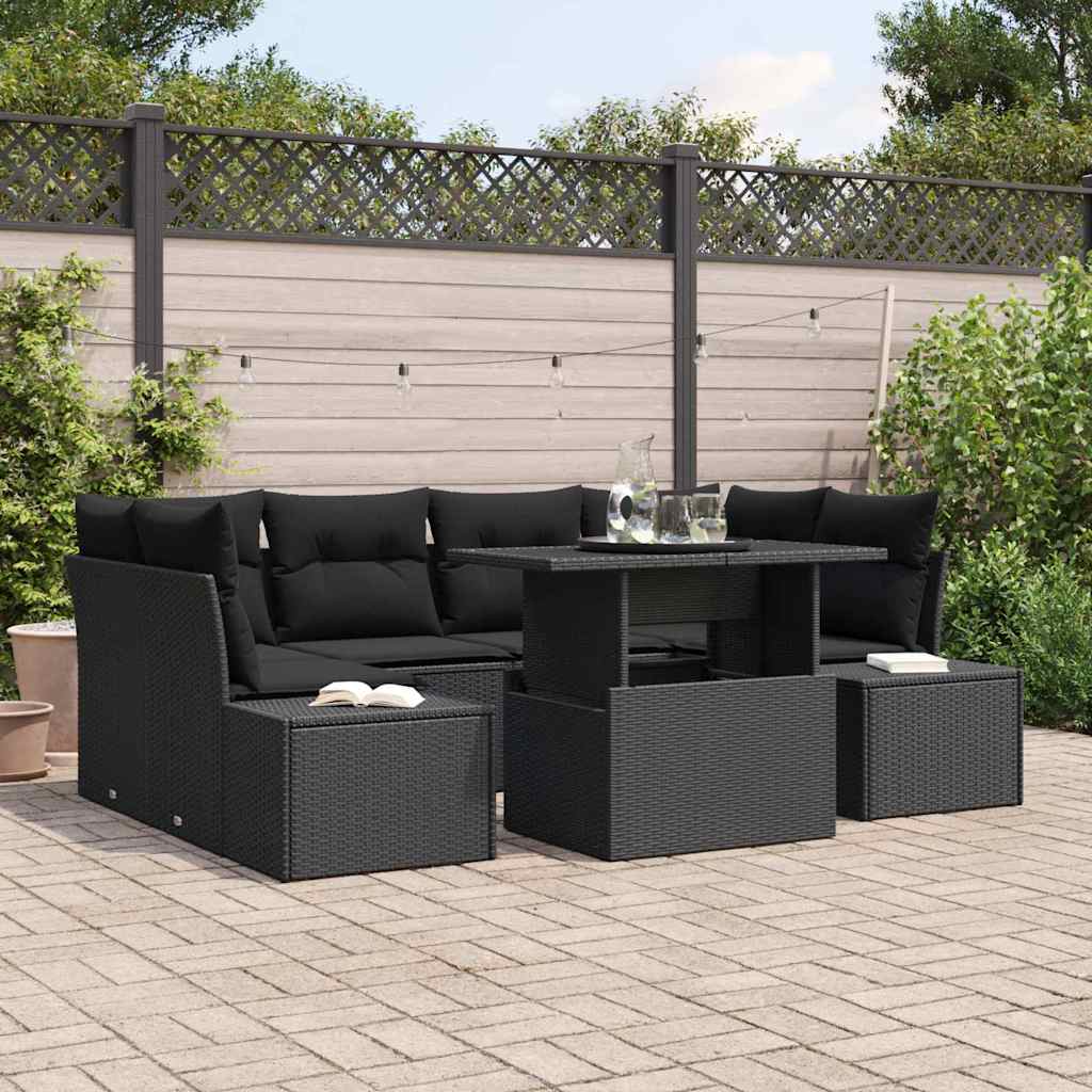 Bankstel Met Kussen 7 Pcs Poly Rattan