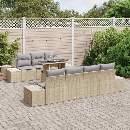 Bankstel Met Kussen 8 Pcs En Licht Poly Rattan