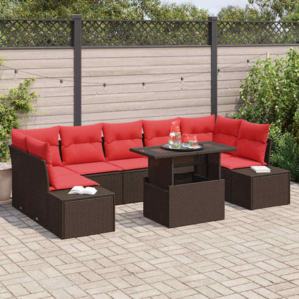 Tuin Sofa Set 8 St 7-Aantal Zitplaatsen En Rood