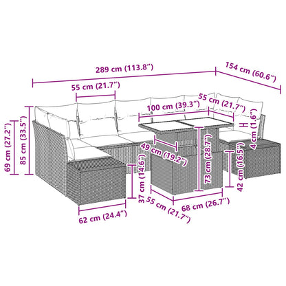 Tuin Sofa Set Met Kussen 8 Pcs En Rood Poly Rattan