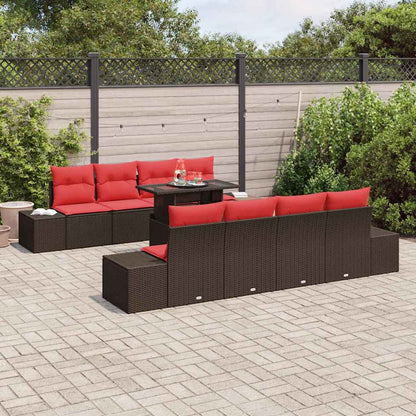 Tuin Sofa Set Met Kussen 9 Pcs En Rood Poly Rattan