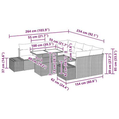 Tuin Sofa Set Met Kussen 9 Pcs Poly Rattan