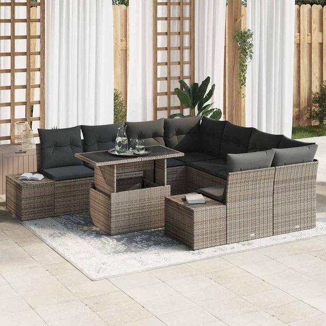 Tuin Sofa Set Met Kussen 9 Pcs Poly Rattan