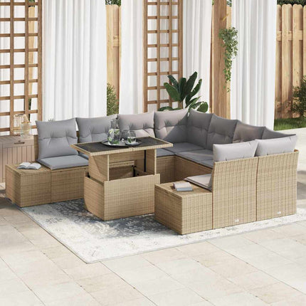 Tuin Sofa Set Met Kussen 9 Pcs Poly Rattan