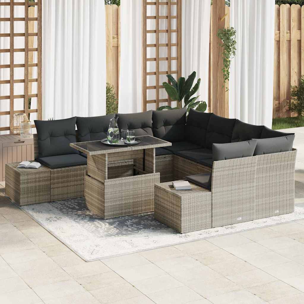 Tuin Sofa Set Met Kussen 9 Pcs Poly Rattan