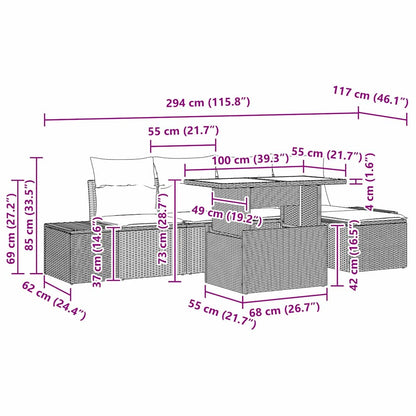 Tuin Sofa Set Met Kussen 6 Pcs Poly Rattan