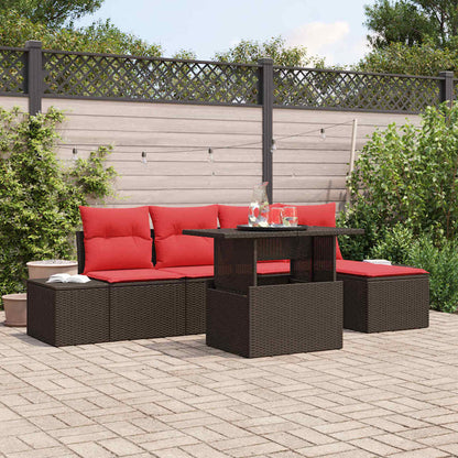 Tuin Sofa Set Met Kussen 6 Pcs En Rood Poly Rattan