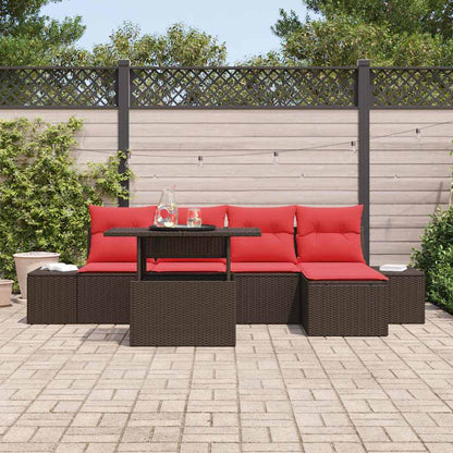 Tuin Sofa Set Met Kussen 6 Pcs En Rood Poly Rattan