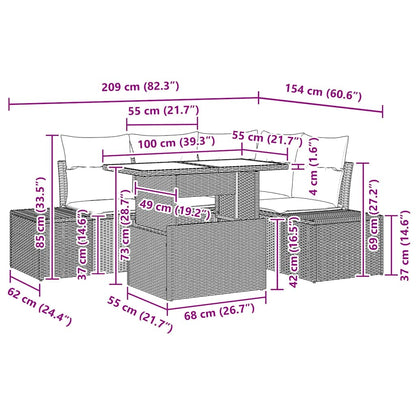 Tuin Sofa Set Met Kussen 5 Pcs Poly Rattan