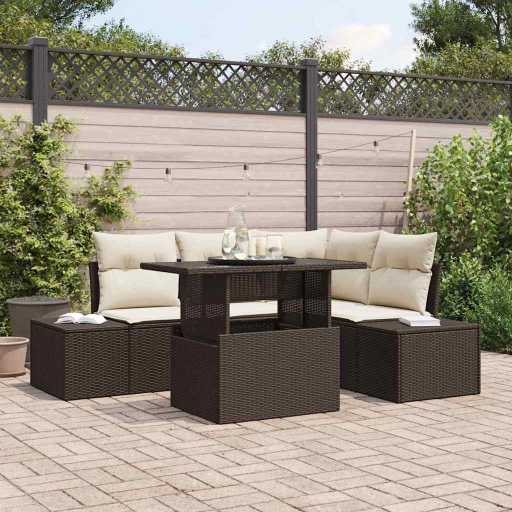Tuin Sofa Set Met Kussen 5 Pcs Poly Rattan