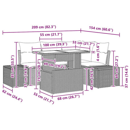 Tuin Sofa Set 5 St Poly Rattan