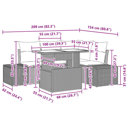 Tuin Sofa Set Met Kussen 6 Pcs En Rood Poly Rattan