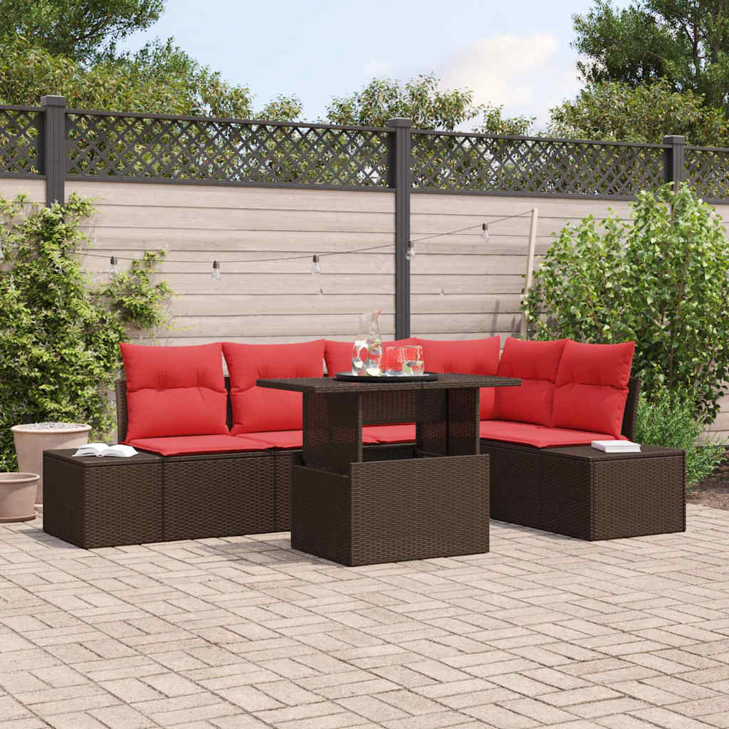 Tuin Sofa Set Met Kussen Met Opslag 6 Pcs En Rood
