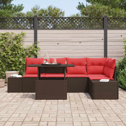 Tuin Sofa Set Met Kussen Met Opslag 6 Pcs En Rood