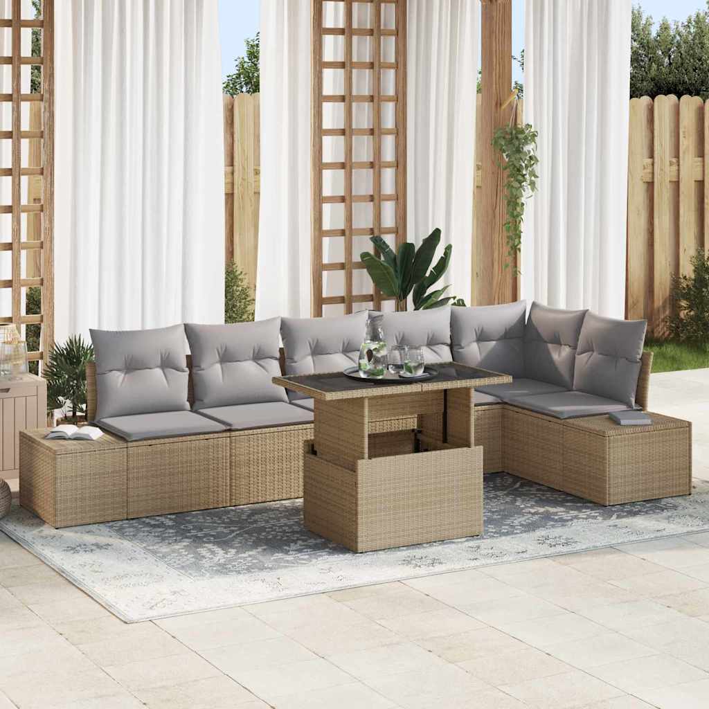 Tuin Sofa Set Met Kussen Met Opslag 7 Pcs