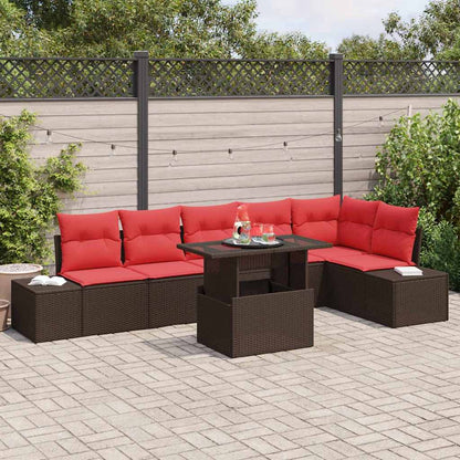 Tuin Sofa Set Met Kussen 7 Pcs En Rood Poly Rattan