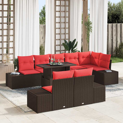 Tuin Sofa Set Met Kussen 9 Pcs En Rood Poly Rattan