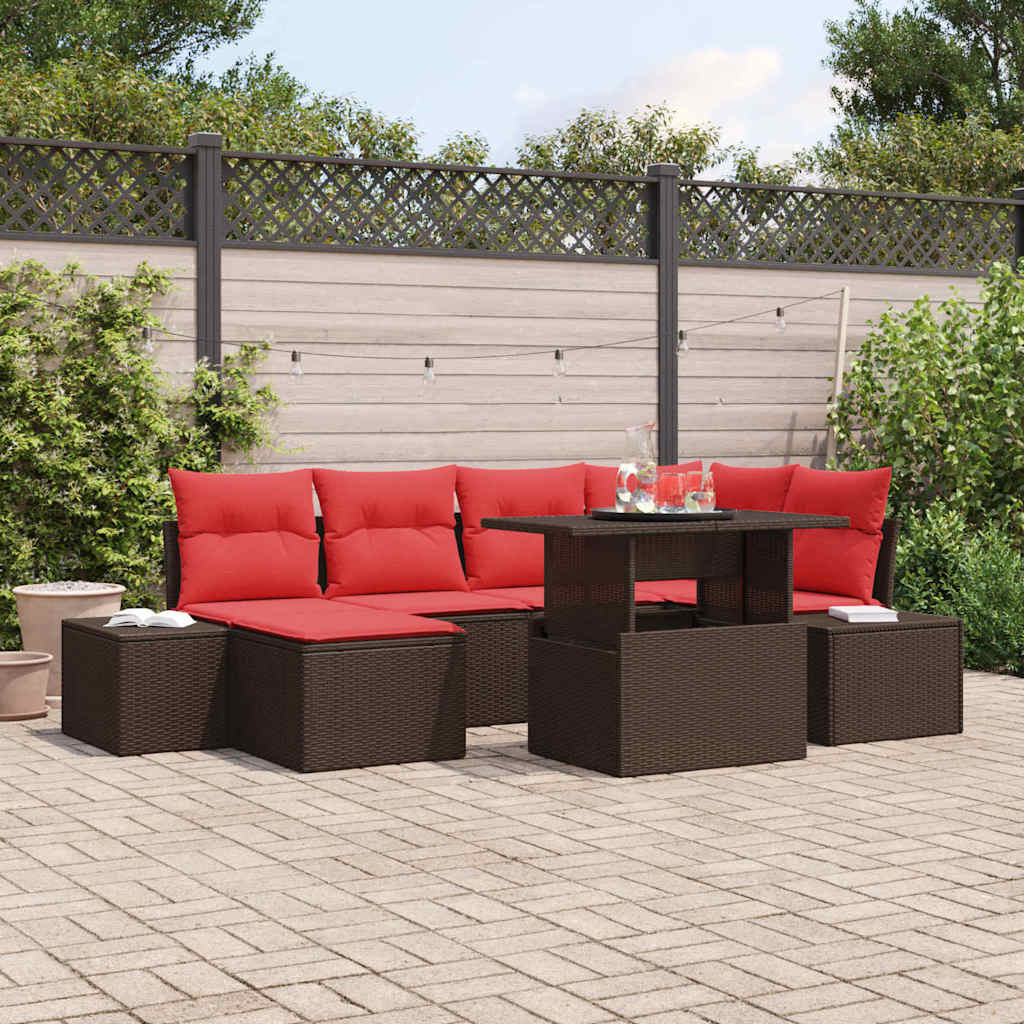 Tuin Sofa Set Met Kussen 7 Pcs En Rood