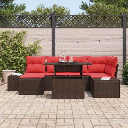 Tuin Sofa Set Met Kussen 7 Pcs En Rood