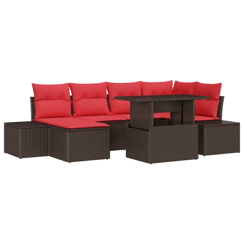Tuin Sofa Set Met Kussen 7 Pcs En Rood