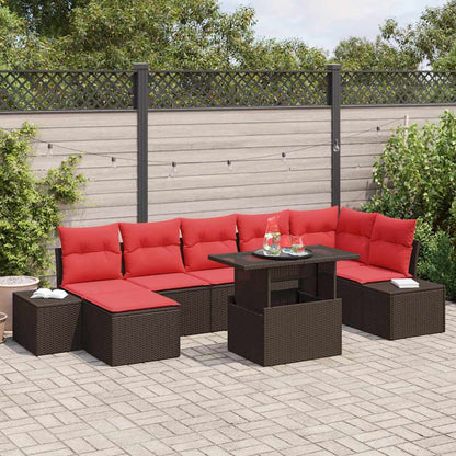 Tuin Sofa Set Met Kussen 8 Pcs En Rood Poly Rattan