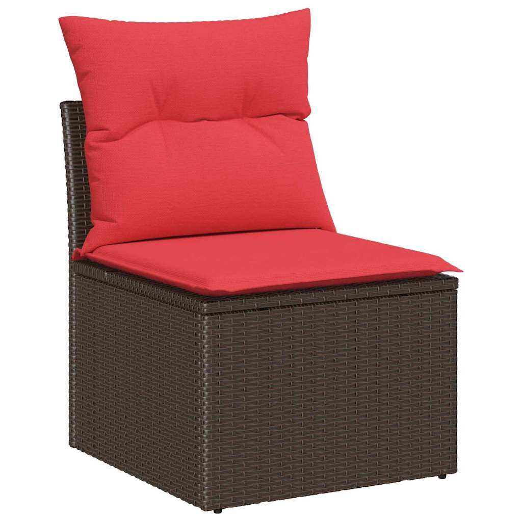 Tuin Sofa Set Met Kussen 8 Pcs En Rood Poly Rattan