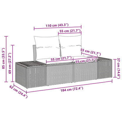 Tuin Sofa Set Met Kussen 9 Pcs En Rood Poly Rattan