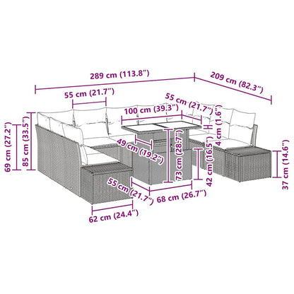 Tuin Sofa Set Met Kussen Met Opslag 10 Pcs