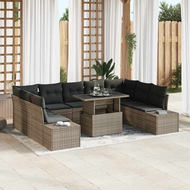 Tuin Sofa Set Met Kussen Met Opslag 10 Pcs En Licht