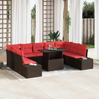 Tuin Sofa Set Met Kussen Met Opslag 10 Pcs En Rood